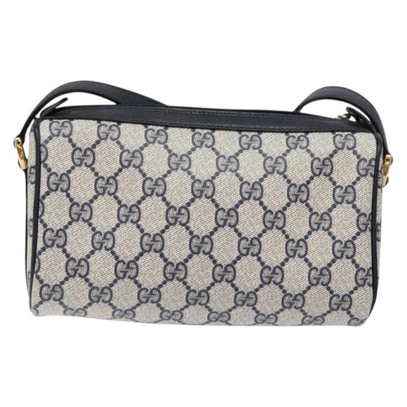 GUCCI GG Supreme Sherry Line Shoulder Bag PVC Navy Gold 89 02 018 Auth BA4022 - Picture 3 of 15